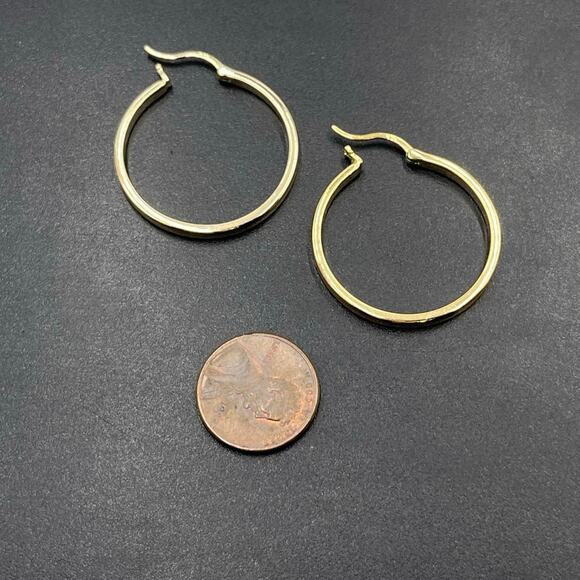 Sterling‎ Silver Vermeil 925 Hoop Pierced Earrings 3mm, 6.1 grams - Picture 7 of 8